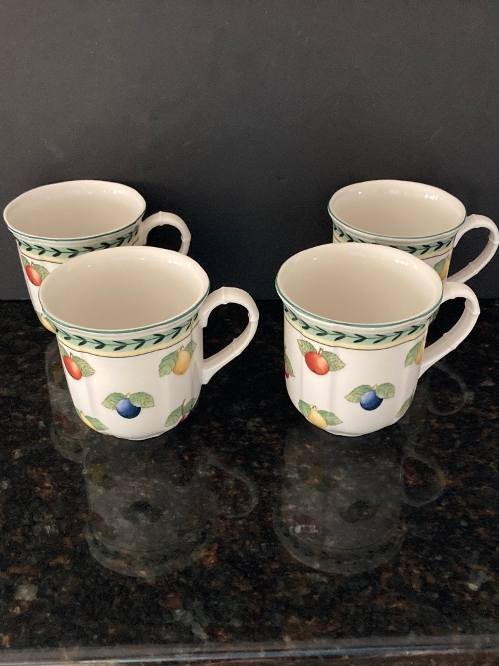 Villeroy & Boch Set of 4 French Garden Fleurence Porcelain Coffee Mugs/NEW!